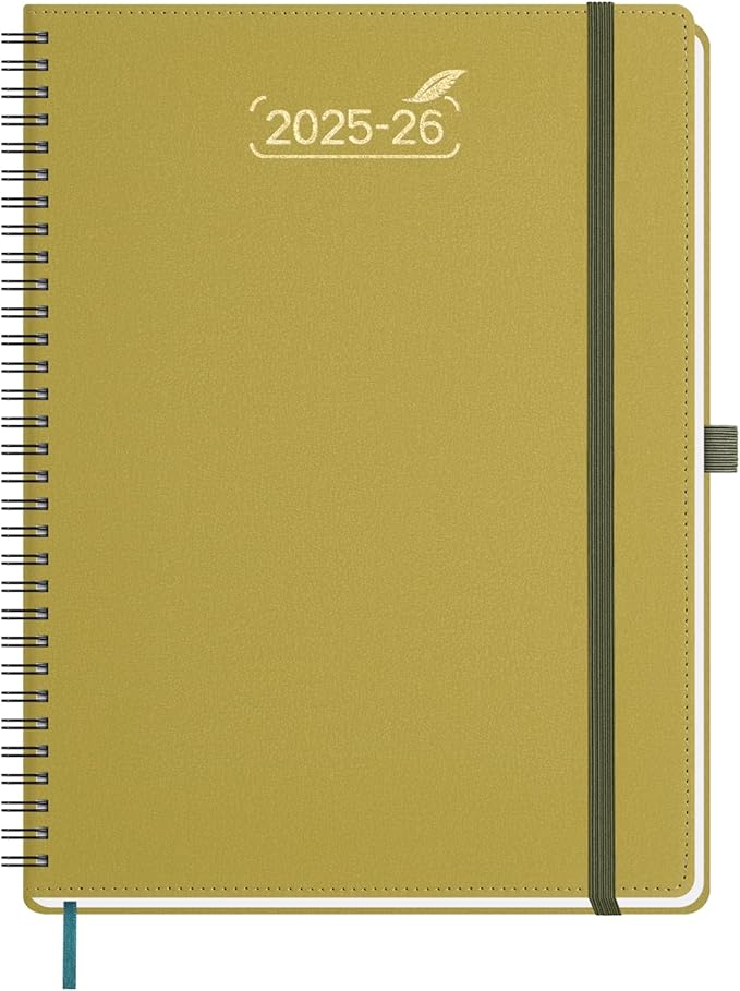 BEZEND 2026 Planner Weekly and Monthly (8.5" x 11"), Large 2-Column Calendar Book (Jul 25-Dec 26), Dual Schedule for Daily Appointment, Easy Track Tabs, Spiral, PU Leather Softcover, Mustard
