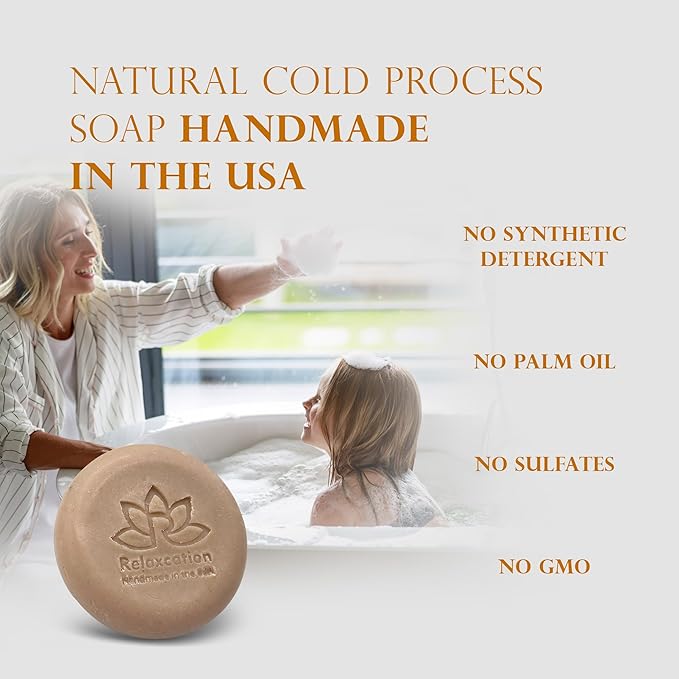 100% Natural Goat Milk Soap Bar with Real Raw Honey and Coconut Oil and Olive Oil - Mild and Soft Cold Process Soap Bar Handmade in USA (Goat Milk Honey)