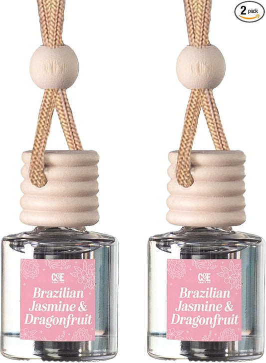 CANDECraftCo Car Air Hanging Fragrance Oil, Car Auto Freshener for Essential Oils, Scents Fragrance Aromatherapy Automobile Diffuser, Long Lasting (Braziian Jasmine & Dragonfruit)