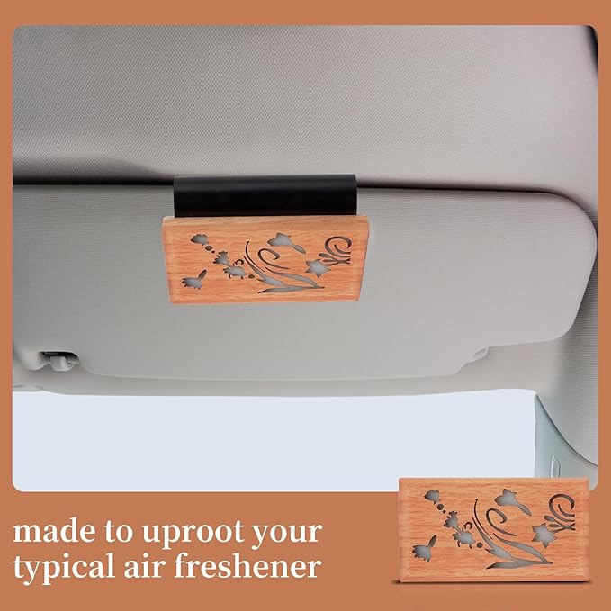 Wood Car Air Freshener - Car Odor Eliminator for Visor Clip, Vehicle Scent Diffuser for Cabin, Truck & SUV(Lavender)