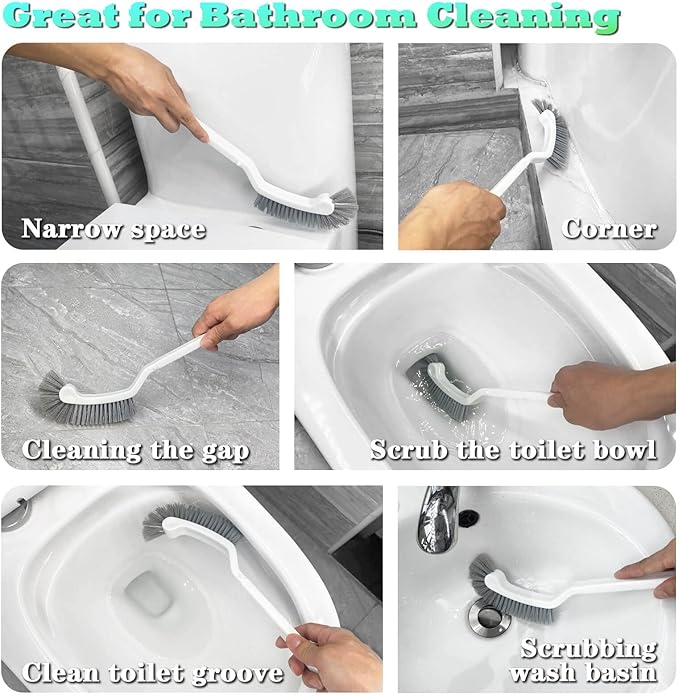 2Pcs Cleaning Brushes, Multi-Purpose Right Angle Brush Scrubbing Kitchen Bathroom Deep Cleaning Edge Corner Crevices Grout Scrub Dish Pot Sink Dishwasher Shower Washbasin for Household Use.