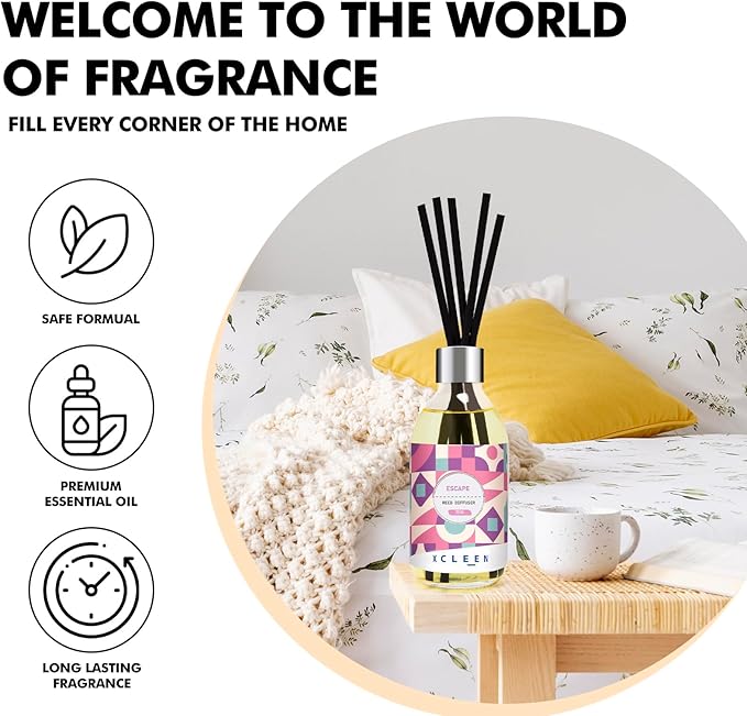 Escape Reed Diffuser Set, 6.7 Oz Large Bottle Scent Diffuser with Sticks, Home Fragrance Oil Diffuser for Bathroom Office Air Freshener, More Masculine Scent