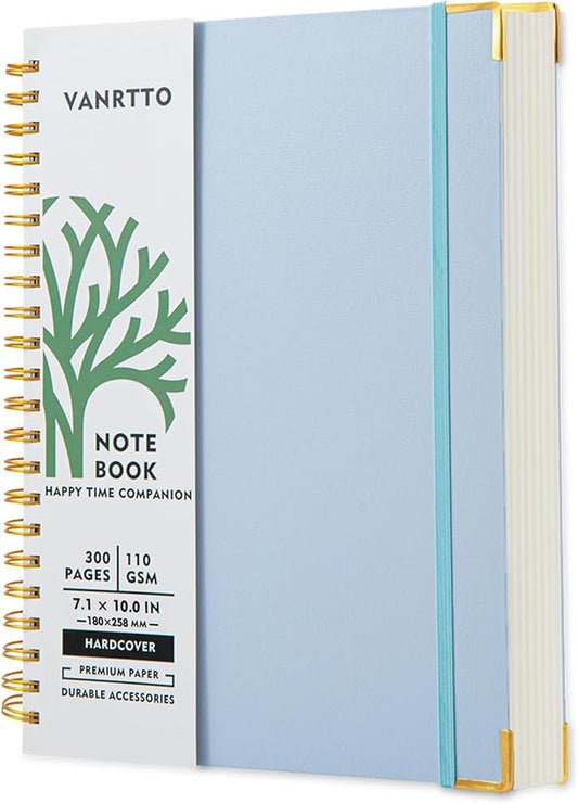 Hardcover Spiral Notebook, B5 Notebooks College Ruled, 110 GSM Thick Lined Paper Notebooks for Work, School and Travel, 300 Pages Journals for Writing, Large Journal for Women and Men Blue B5