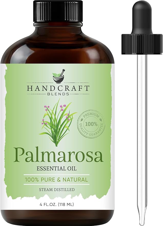 Handcraft Blends Palmarosa Essential Oil – Huge 4 Fl Oz – 100% Pure and Natural – Premium Grade Essential Oil for Diffuser and Aromatherapy, Skin, Massage, Candle and Soap Making Fragrance