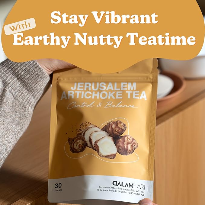 DALAMHARI Jerusalem Artichoke Tea 30T | Inulin Rich Post Meal & Sugar Balance Functional Tea | Korean Hand-Roasted Sunchoke Te De Alcachofa | Cold Brew Ready Triangle Teabags | Smooth Move & Colon Broom Alternative