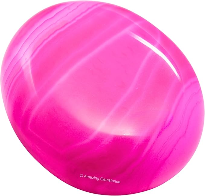 Amazing Gemstone Pink Onyx Crystals and Healing Stones - Large Palm Stone Crystals Piedra - Crystal for Good Luck, Balanced Positive Energy, Meditation - Unique Stocking Stuffers, Gifts for Women, Men