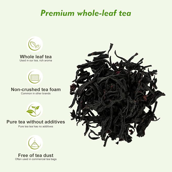 GTGLOTRA Full-Leaf Loose Black Tea, 24 Pyramid TeaBags(4 Pack), Easy Brew, Spring Harvest, Caffeine Alternative to Coffee, 100% Natural, Low Caffeine, Biodegradable Whole Leaf Tea Sampler, Office Reception,Family Party &Gifts
