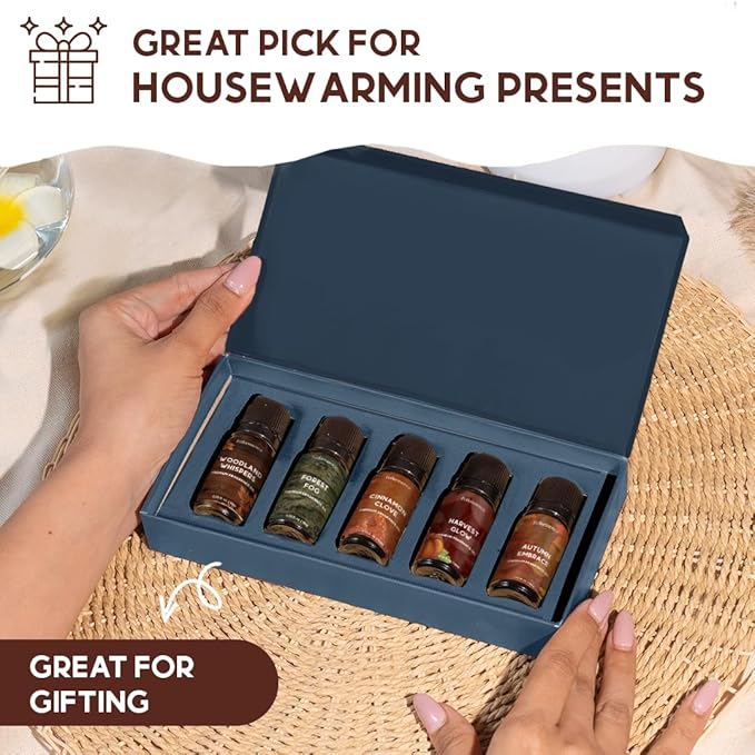 Folkulture Essential Oils for Home | Set of 5 (0.33 fl oz x 5) Fall Essential Oil or Diffuser Oils for Relaxation | Cinnamon Essential Oil or Fall Scents | Pumpkin Fall Essentials for Wome