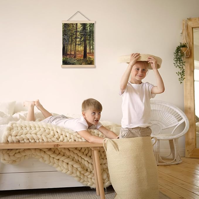 Exqcom Inspirational Wall Decor, And Into the Woods I Go to Lose My Mind and Find My Soul Wall Art Poster, Motivational Woodland Forest Posters for Home Office Church, 12x16 Inches