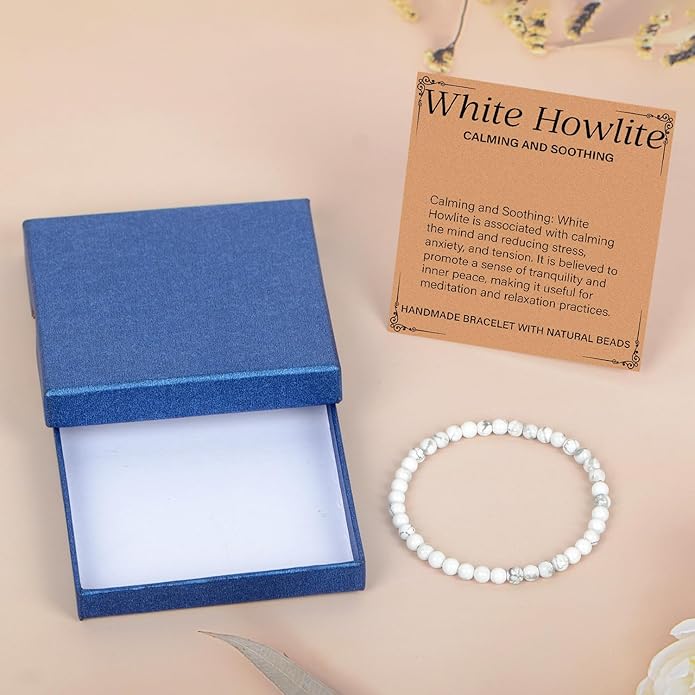 LPBeads Handmade Natural Gemstone Stretch Elastic Bracelet Healing Crystal Round Stone Beads Jewelry Gifts for Women Men