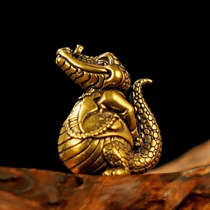 Crocodile Tycoon Brass Statue - 100% Solid Handcast Swagger Pose Figurine, Motivational Gift for Ambitious Professionals, Unique Animal Sculpture for Success & Wealth