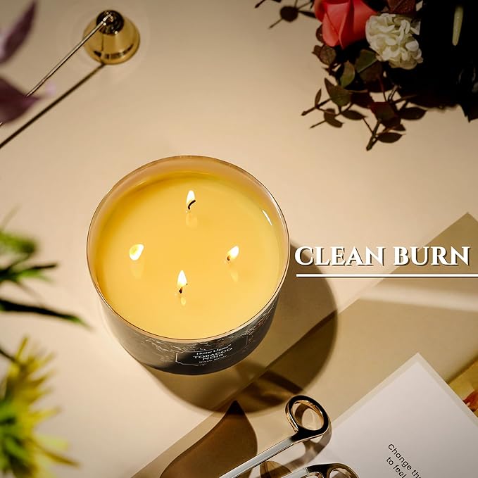 HomeLights Scented Candles for Women & Men, 18oz Candle Jars Aromatherapy 4-Wick Candle, Ideal for Industrial Chic Home Decor and Gifts, Tobacco Noir Fragrance