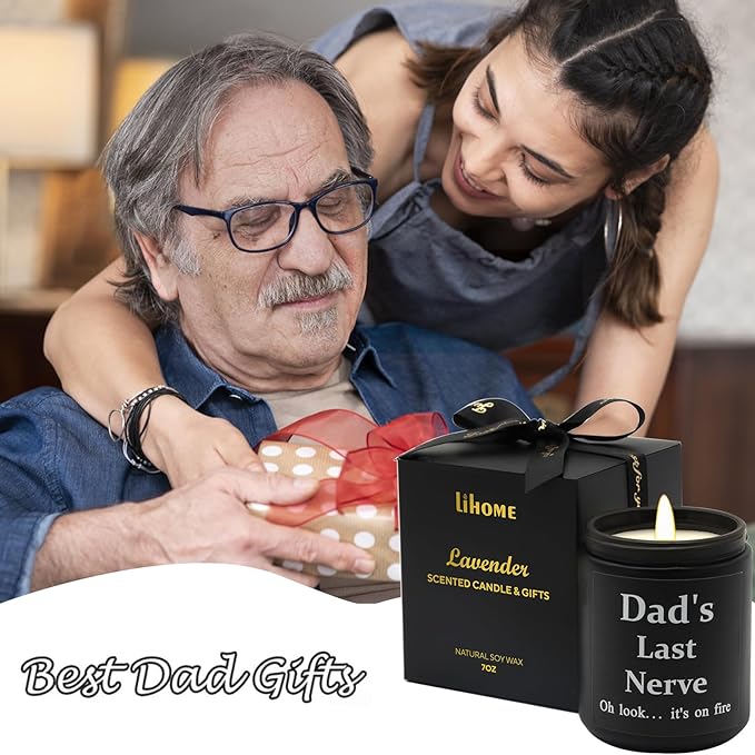 Lihome Gifts for Dad from Daughter Son, Funny Fathers Day & Birthday &Thanksgiving & Christmas Gifts, Lavender Scented Candles(7oz)