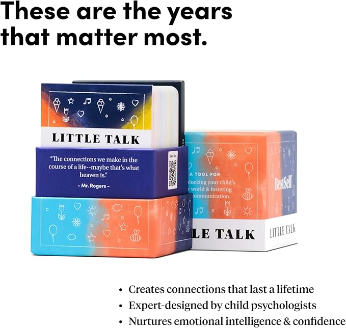 Little Talk Conversation Cards for Kids – 170 Prompts for Social Skills, Family Games, Travel & Therapy – BestSelf Deck for Ages 4-12, ADHD Tools, Homeschool Gifts & Road Trip Activities