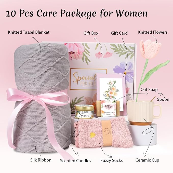 Birthday Gifts for Women, Get Well Soon Gifts Package, Thinking of You Box Care Package, Happy Birthday Gifts for Her, Mother's Day, Sister, Best Friend, Wife, Girlfriend, Birthday Gifts Ideas (Grey)