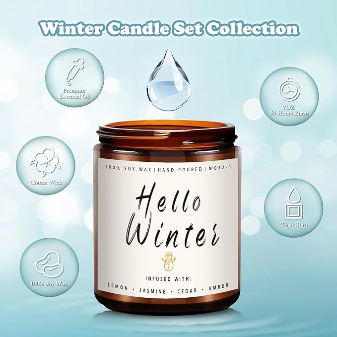 Hello Winter Candle - Soy Scented for Christmas, Home & Gifts