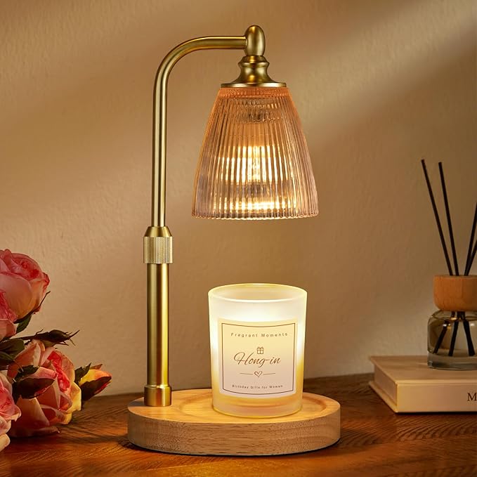 Amber Candle Warmer Lamp with Timer Dimmable,Birthday Gifts for Women Sister,House Warming Gifts New Home,Adjustable Height Wax Melt Warmer for Jar Candles,Ideal for Office,Bedroom Home Decor