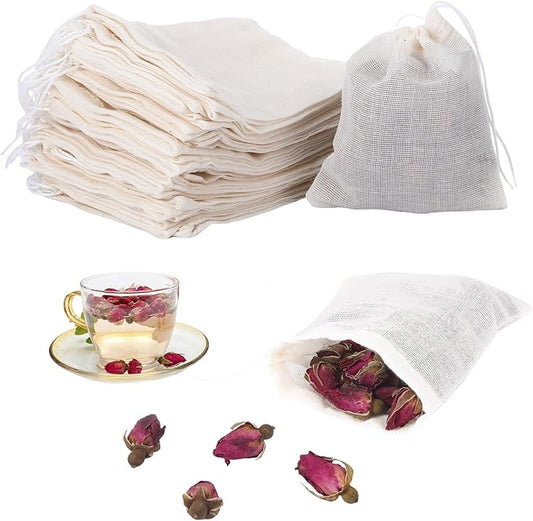 40Pcs Spice Bags for Cooking, Lavender Sachet Bags Empty Tea Bags Mini Drawstring Pouch for Loose Tea Filters, Herb Saver for Spice Cooking Soup Odds for Drawers and Closets (4x3 Inch)