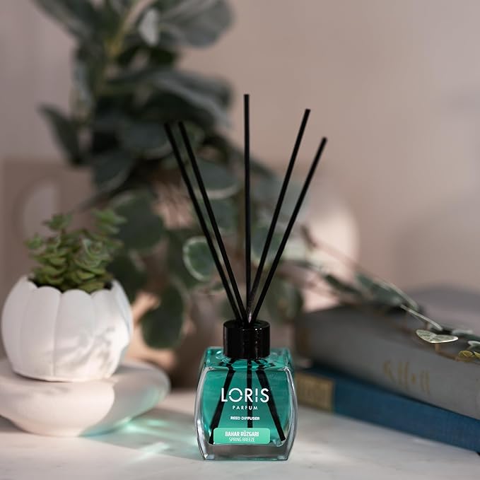Loris Reed Diffuser - Spring Breeze - Aromatic Home Fragrance with Natural Essential Oils, 4.06 fl oz/120 mL – Long‑Lasting, Non‑Toxic, Gift Ready Scented Diffuser with Sticks for Room & Bathroom