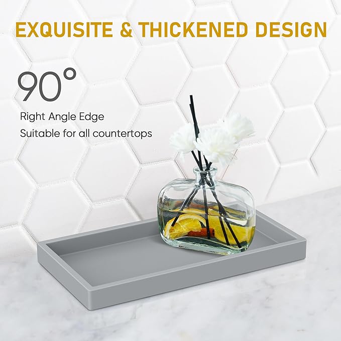 EG-SIPRO High-Grade Thickened Silicone Rectangle Bathroom Vanity Tray - Shatterproof Durable Soap Dispenser Tray for Countertop