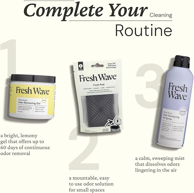 Fresh Wave Lavender Odor Eliminator Spray & Air Freshener, 8 oz. | Pack of 2 | Non-Aerosol, Fine Mist | Safer Odor Relief | Natural Plant-Based Odor Eliminator | For Furniture, Fabrics & Trash