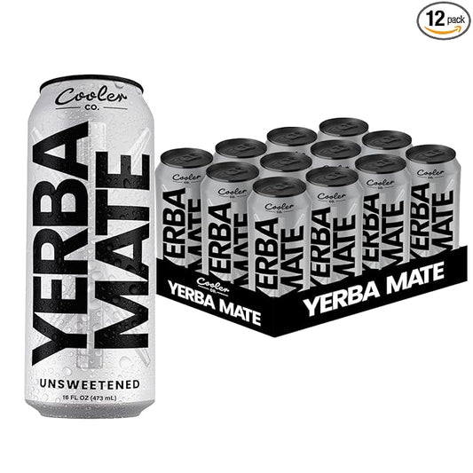 COOLER CO. | YERBA MATE | 12 Pack | 100% Organic Yerba Mate Caffeine | 150 mg Caffeine | 3 Organic Ingredients | Natural Ingredients | No Artificial Colors or Stimulants | Unsweet Flavor