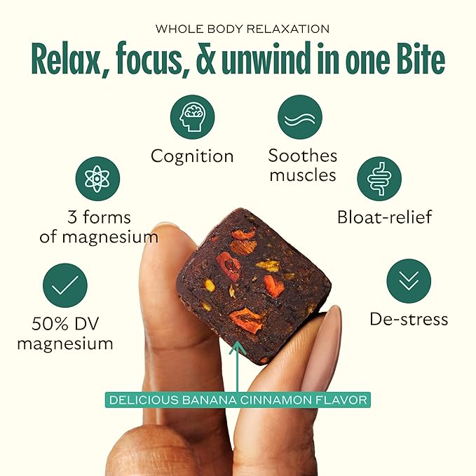 GEM Chill-Out Calm Bite | Supports Calm Mind & Clarity | Magnesium L-Threonate, Golden Chlorella, Lemon Balm | Holistic Non-Habit Forming | Gluten Free, Soy Free, Banana Cinnamon, 28 Servings