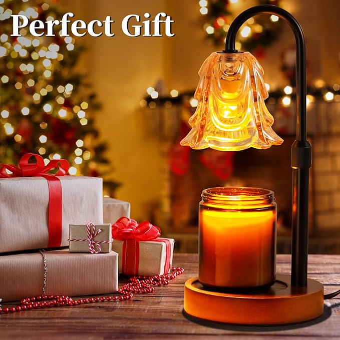 Candle Warmer Lamp with Timer and Dimmer, Birthday Gifts for Women Mom, Adjustable Height Vintage Candle Lamp with 2 Bulbs for Jar Candles, Home Kitchen Office Living Room Decor