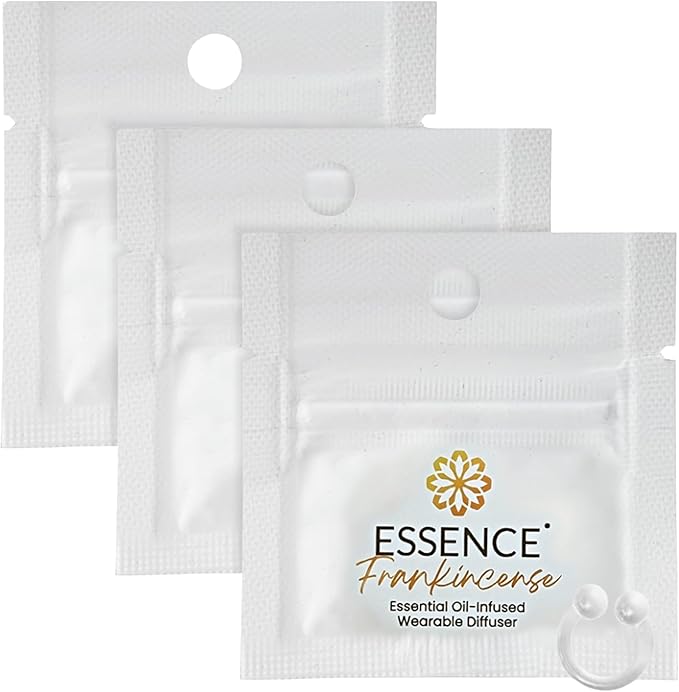 Essence Wearable Aromatherapy Nasal Diffuser – Frankincense Essential Oil Nose Ring Silicone Inhaler for Stress & Mood Support - Made in USA & Travel-Friendly (3 Pack)