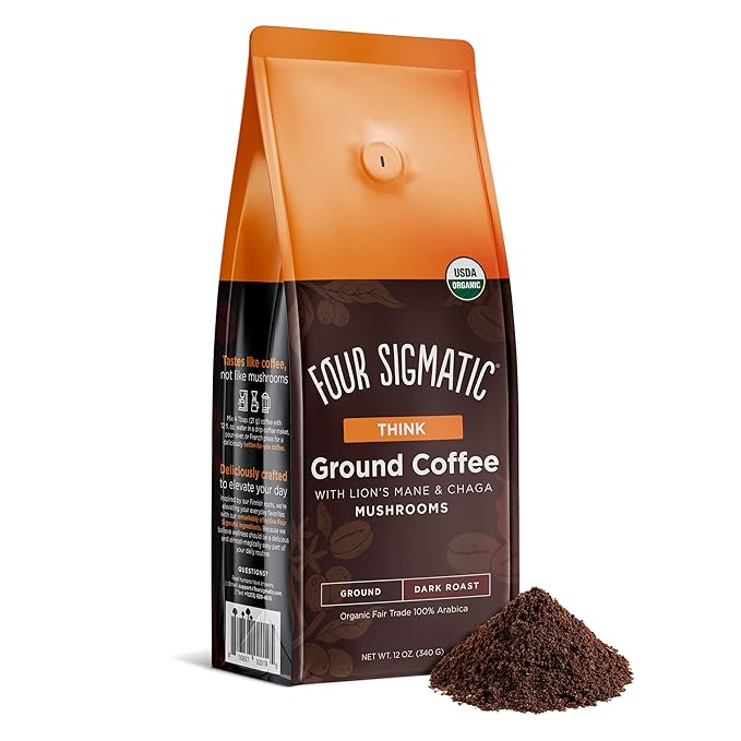 Four Sigmatic Calm Mushroom Cacao + Focus Ground Coffee Bundle | Organic Instant Cacao with Reishi to Support Calm, and Organic Coffee with Lion's Mane and Chaga for Better Focus and Immune Support