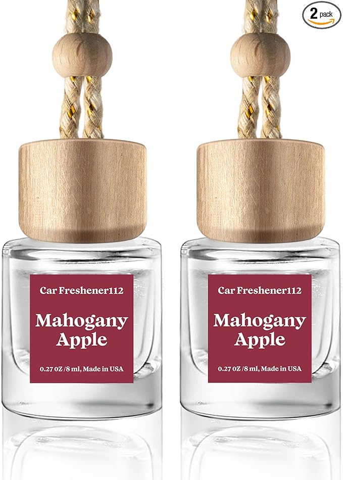 Car Air Freshener Diffuser 2 Pack Hanging，Mahogany Apple Car Air Freshener for Women 45+ days Long Lasting Fragrance Made in USA