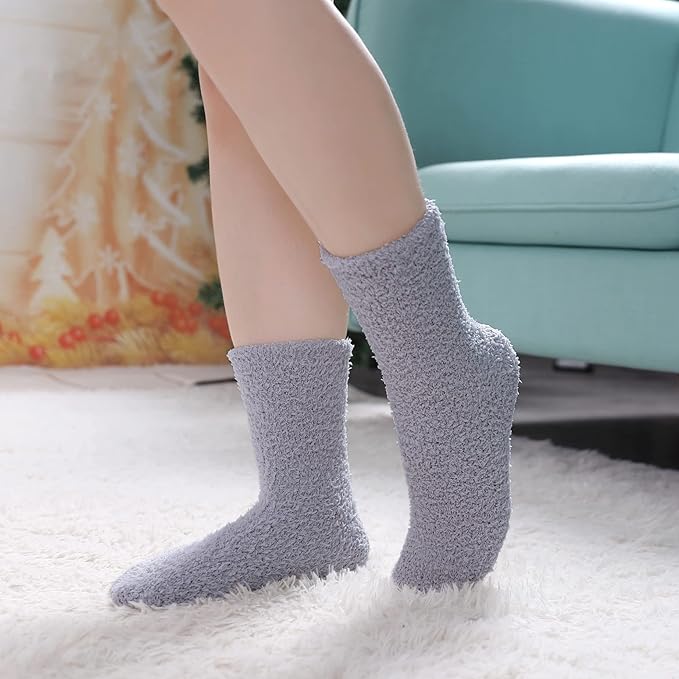 LINEMIN Womens Fuzzy Socks Cozy Fluffy Winter Warm Slipper Socks Microfiber Soft Home Sleeping Socks