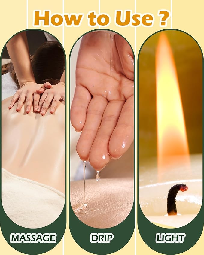 Soybean Wax Warming Massage Oil Candle for Stress Relief and Skin Moisturizing, Couples Massage, Romantic Gift SPA for Home Scented Candle Body Oil - Jasmine Scent 2.35 OZ