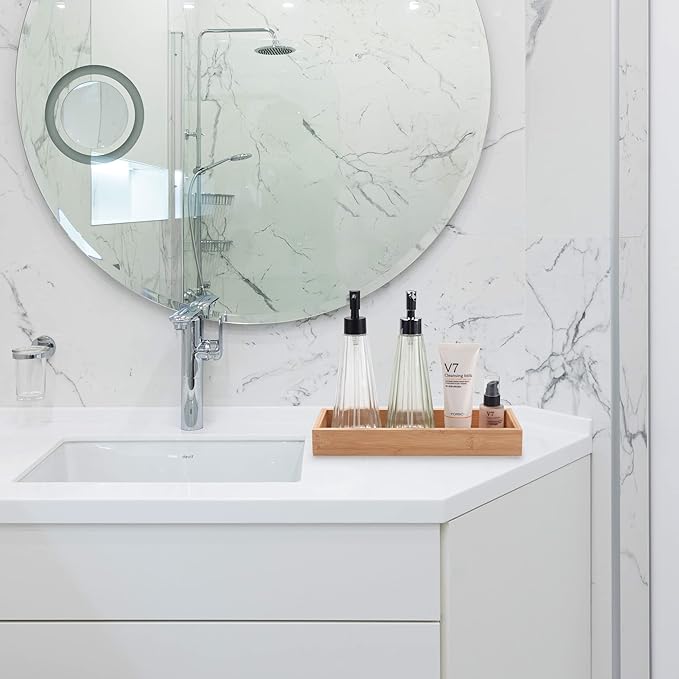 Bamboo Bathroom Tray, Bathroom Vanity Tray, Bathroom Trays for Counter, Toilet Tank Tray, Toilet Basket for Organizing (11.8 x 4.5 x 1.6 inch)