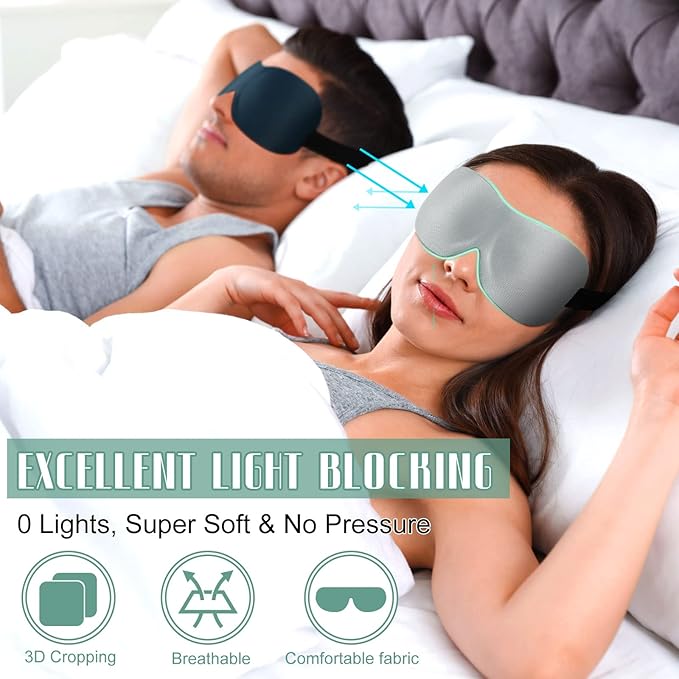 Bencailor 8 Pcs Sleep Eye Mask 3D Contoured Eyes Mask Blackout Eye Covers for Sleeping with Adjustable Strap Light Night Blindfolds Soft Comfy Eyes Shade for Women Men (Large,Retro Colors)