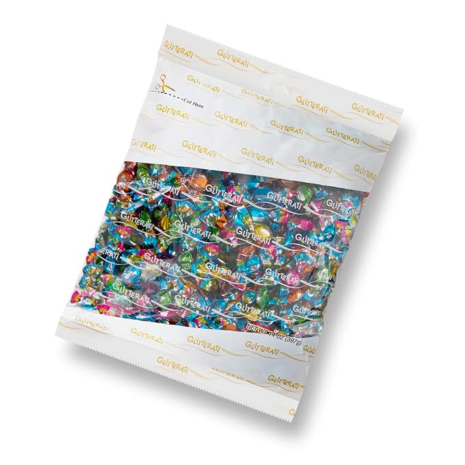 GLITTERATI Tropical Fruits Italian Mini Hard Candies, Individually Wrapped Gourmet Candy Assortment, Exotic Tropical Fruit Flavors, Vegan, Gluten Free, Non GMO, 14 oz Resealable Pouch, 400 Ct.