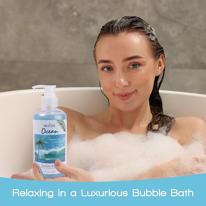 Luxury Spa Gifts for Women – 8 Pc Clean Ocean Scented Bath and Body Set with Bubble Bath, Lotion & More – Luxury Self Care Kit for Wife, Mom, Girlfriend, Birthday Gifts for Women by Draizee