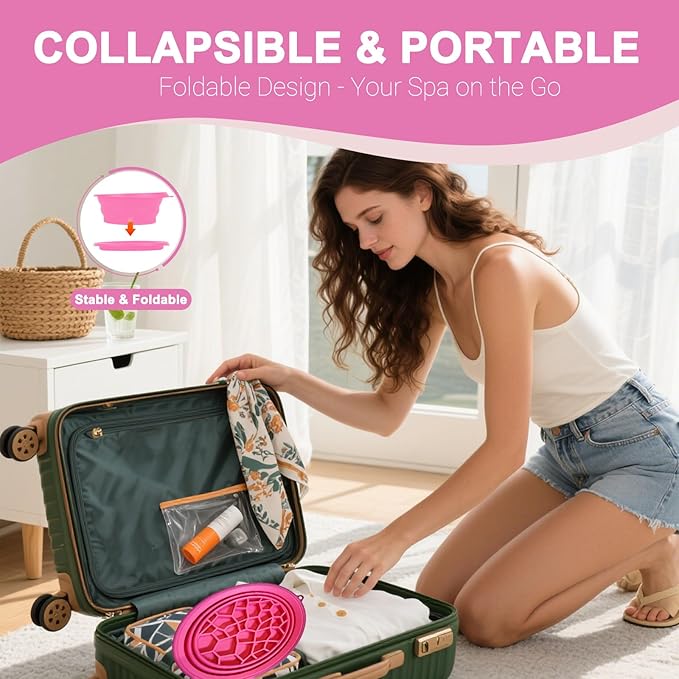 Face Bowl for Ice with Built-In Ice Tray – Collapsible Silicone Facial Ice Bath Bowl for Cold Plunge Therapy, Acne Relief & Skin Tightening – Rose Red Home, Camping & Travel Portable Spa Tool