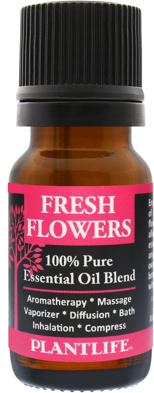 Plantlife Fresh Flowers Aromatherapy Essential Oil Blend - Straight from The Plant 100% Pure Therapeutic Grade - No Additives or Fillers - Made in California 10 ml