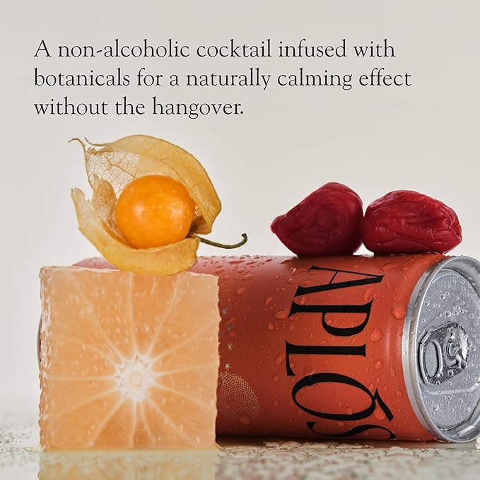 Aplós Canned Ume Spritz Cocktail, Formulated with Adaptogens and Botanicals for Calming & Uplifting, Low Calorie, No Added Sugar Beverage (8.5 fl oz. 12-pack)