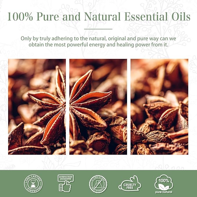 Anise Star 1.01fl.oz Essential Oil, PHATOIL Pure Aromatherapy Oils for Diffuser, Humidifier, Perfect for DIY Soap, Candle, Bath Bombs Making(30ml)