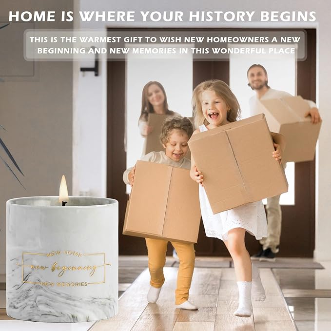 Freejac New Home Housewarming Gift for Women Men Friend, Gift Ideas New Homeowner Decoration Party Decor Porcelain Ceramics Scented Candle 6oz