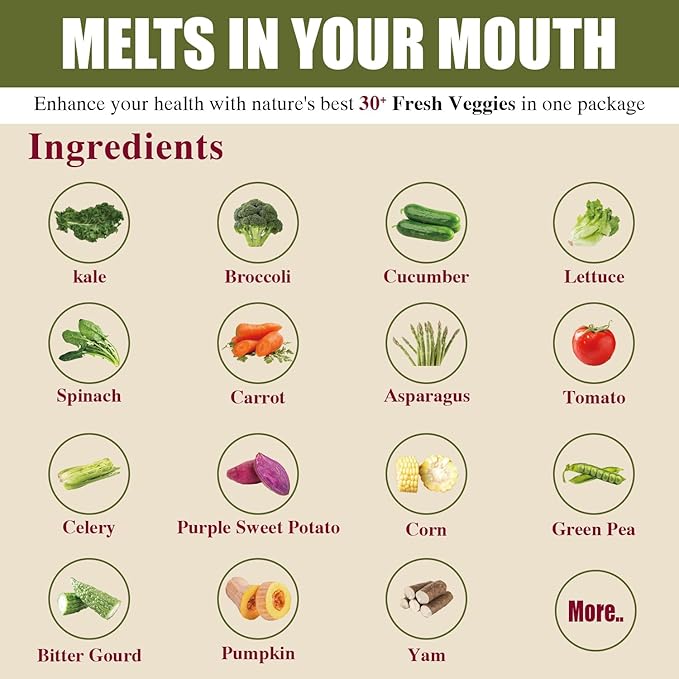 Himalayan Chef Super Greens Veggie Crisp 30g each Freeze-Dried Superfood Snack 30+ Organic Green Veggie Mix Protein-Rich, Nutrient-Packed, Gluten-Free 10 Pack