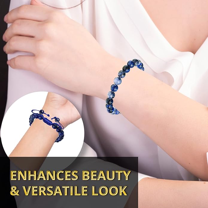 Energy Protection Crystal Handmade Adjustable Bead Bracelet Perfect for Men, Women’s Gift - Gemstone Healing Stretch Bracelet Pulsera Para Hombre Mujer Stocking Stuffer