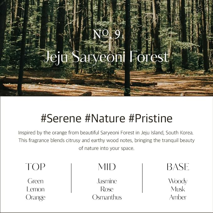 hetras Premium Reed Diffuser Set 16.9 fl.oz. 1 Pack | Jeju Saryeoni Forest - Citrus & Greenery Scent | Long-Lasting Luxury Fragrance with 10 Reed Sticks for Home & Office | Gifts for Loved One