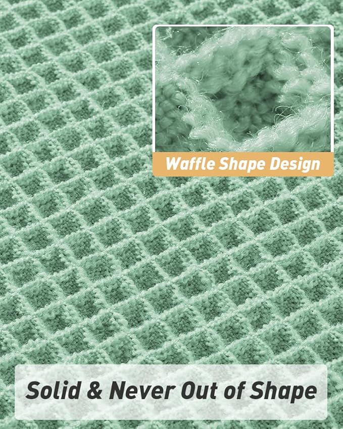 AMOAMI Upgraded Waffle Runner Rug Super Absorbent Non Slip Bath Mats for Bathroom Machine Washable Bathroom Runner Rug with Tassels, Ideal for Hallway Bedroom Laundry Room, 2'x 5'(24" x 60"), Sage