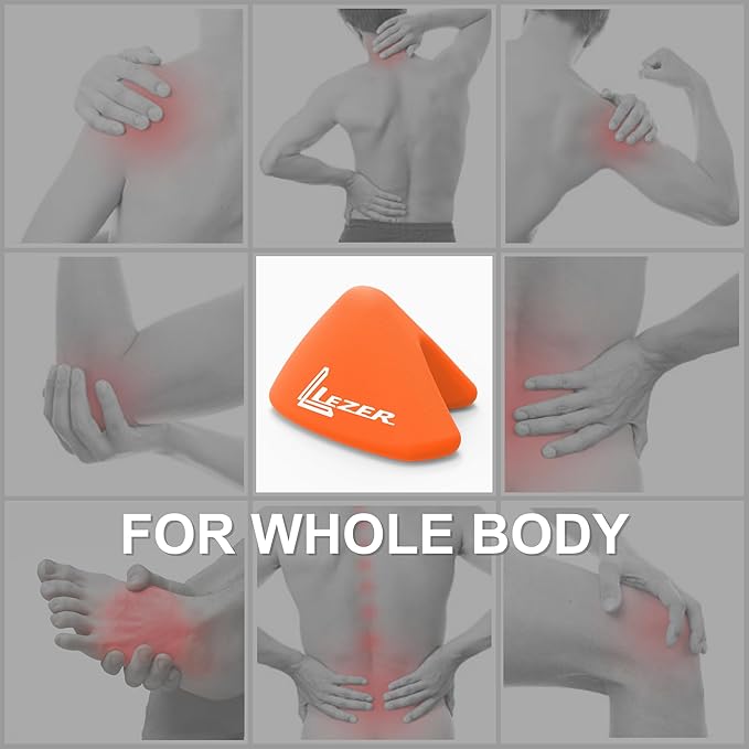 LEZER, Trigger Massage Point, Manual Massage Ball, Muscle Knots Relief Tool, Myofascial Release, Physical Therapy, Plantar Fasciitis, Set of 2 (Orange Trigger and Black Ball)