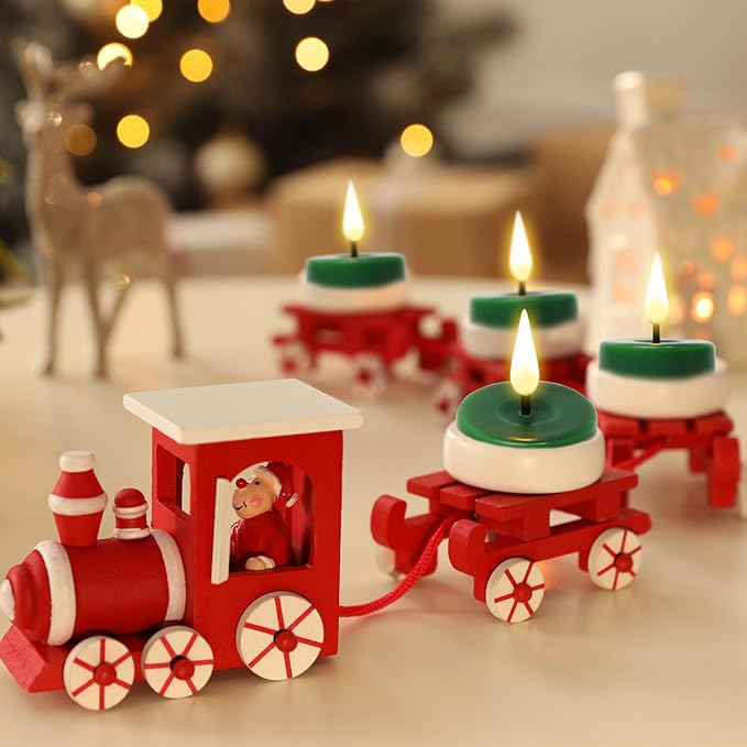 Eywamage Green Flameless LED Wax Tealights with Remote Batteries, Flickering Battery Colored Tea Votive Candles Set of 10