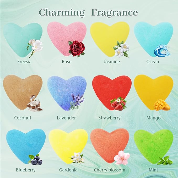 12 Pcs XXL Bath Bombs for Women Gift Set, Valentine's Day Bubble Bathbombs for Girlfriend, Her, Girls, Wife, Shea & Coco Butter Dry Skin Moisturize, SPA Relaxing Aromatherapy, Mothers Day Gift