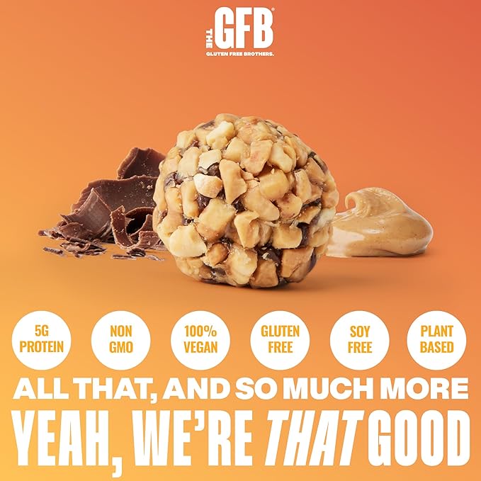 The GFB Dark Chocolate Peanut Butter Protein Bites - Gluten Free Protein Balls - Non GMO, Soy Free, Vegan - Snack Size Plant Based Energy Balls, 4 oz (1 Count)